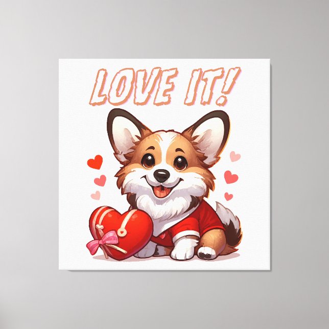 Cute Corgi Love Canvas Print (Front)