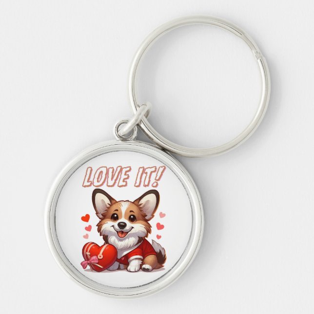 Cute Corgi Love Keychain (Front)