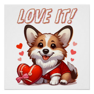 Cute Corgi Love Poster