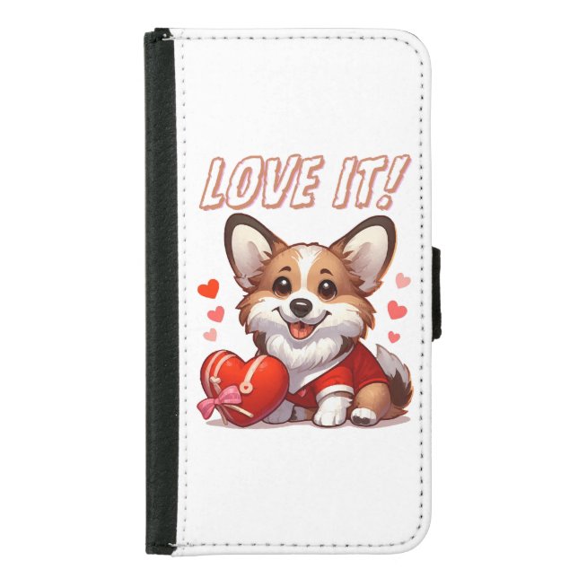 Cute Corgi Love Samsung Galaxy Wallet Case (Front)