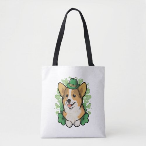 Cute Corgi Lover Shamrock Happy St Patricks Day Tote Bag