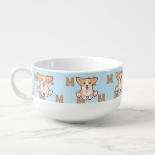 Cute Corgi Modern Unique Monogram Soup Mug