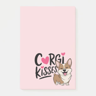 Cute Corgi Mom Pink Hearts Puppy Kisses Dog Lover Post-it Notes