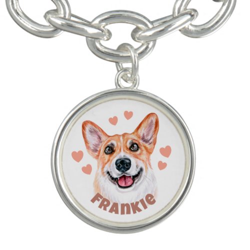 Cute Corgi Mom With Hearts Dog Illustration Bracelet
