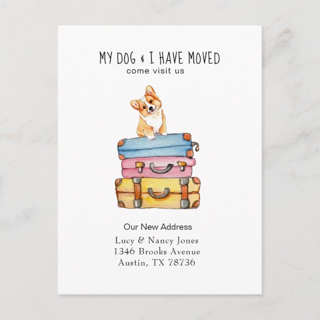 Cute Corgi moving announcement Postcard (Front)