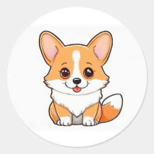 Cute Corgi on white background Sticker