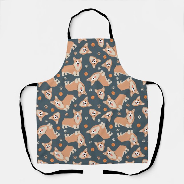 Cute Corgi Pattern Apron (Front)