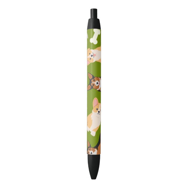 Cute Corgi Pattern Green Pen (Front Vertical)