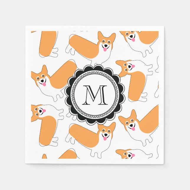 Cute Corgi Pattern Napkins (Front)