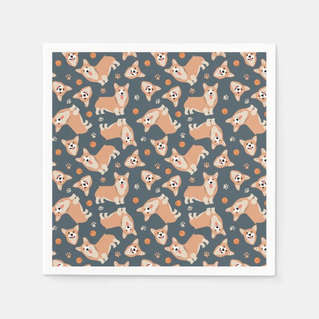 Cute Corgi Pattern Napkins (Front)