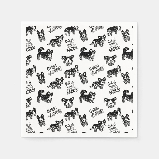 Cute Corgi Pattern Napkins (Front)