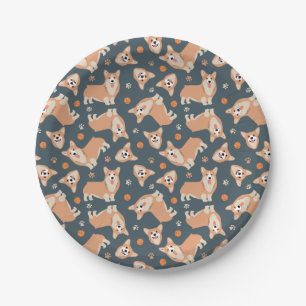Cute Corgi Pattern Paper Plates
