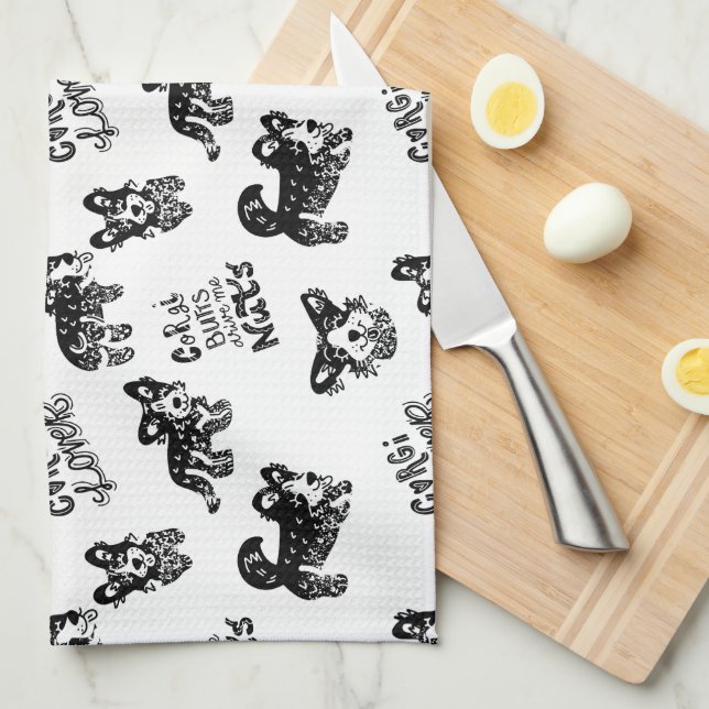 Cute Corgi Pattern Pillow Case Kitchen Towel (Quarter Fold)