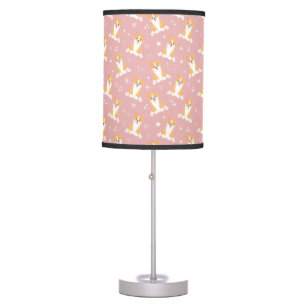 Cute Corgi Pattern Pink Table Lamp