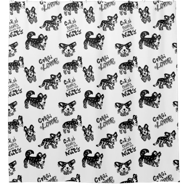 Cute Corgi Pattern Shower Curtain (Front)