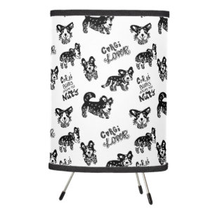 Cute Corgi Pattern Tripod Lamp