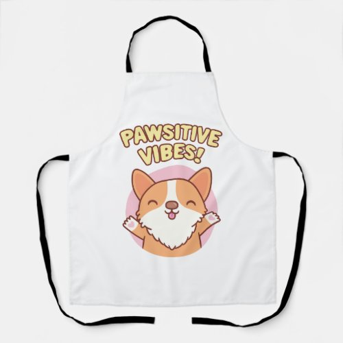 Cute Corgi Paws Pawsitive Vibes Apron