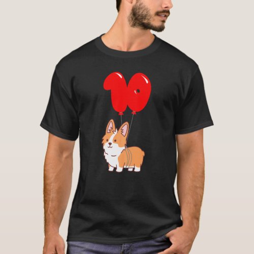 Cute Corgi Pembroke 10th Birthday Kids Balloon Par T-Shirt
