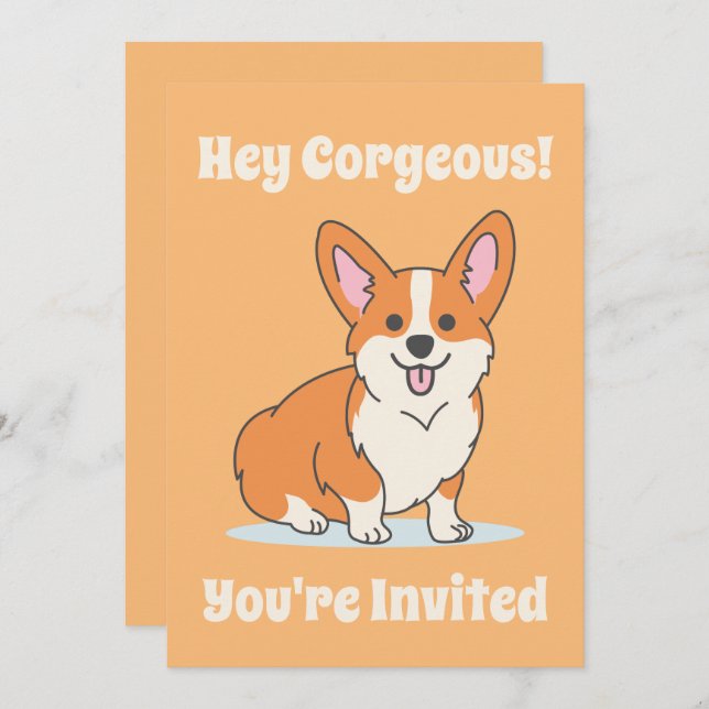Cute Corgi Personalized Party Invitation (Front/Back)