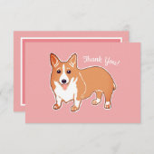 Cute Corgi Pink Custom Flat Thank You Card | Zazzle