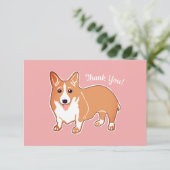 Cute Corgi Pink Custom Flat Thank You Card | Zazzle