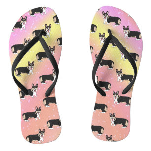 Cute Corgi pink orange  Flip Flops