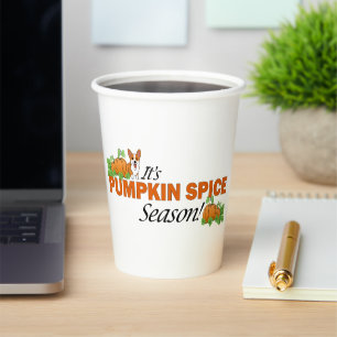 Cute Corgi Pumpkin Spice Paper Cups