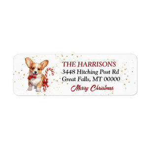 Cute Corgi Puppy Candy Cane Gifts Label
