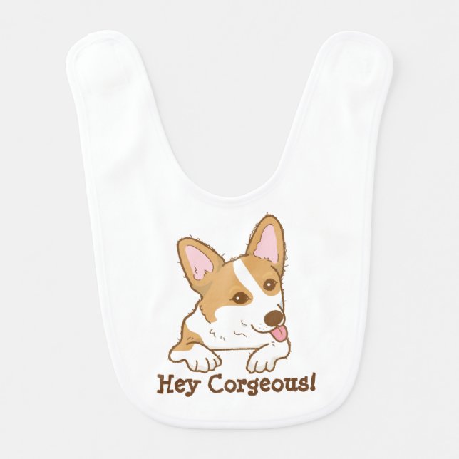 Cute Corgi Puppy Dog  Baby Bib (Front)