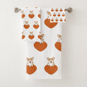 Cute Corgi Puppy Dog Bath Towel Set