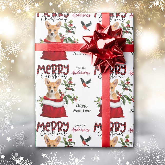 Cute Corgi Puppy Dog Christmas Gift Bag Wrapping Paper (Creator Uploaded)