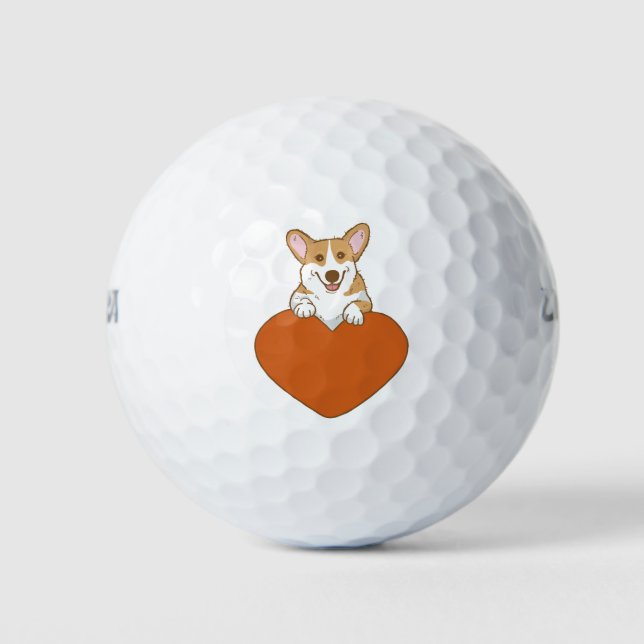 Cute Corgi Puppy Dog Golf Balls (Front)