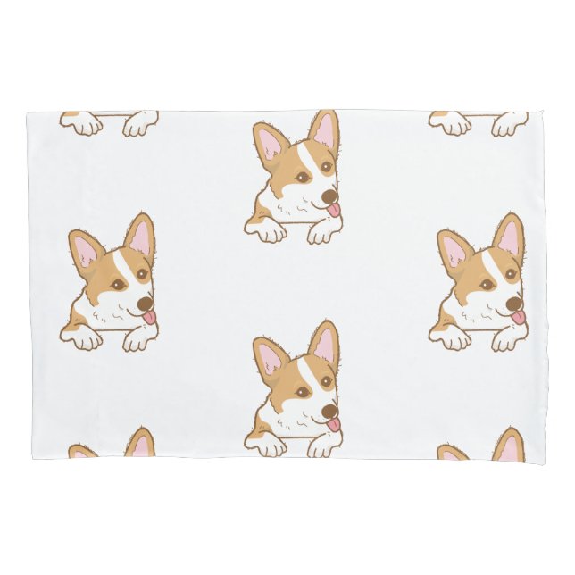 Cute Corgi Puppy Dog Pattern Pillow Case (Front)