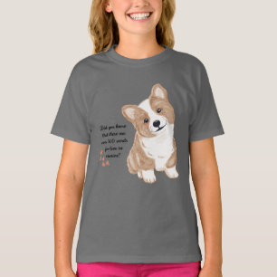 Cute Corgi Puppy Love Kids Graphic Gray T-Shirt