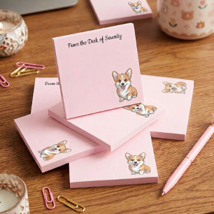 Cute Corgi Puppy Mom Pink Cartoon Dog Lover Post-it Notes