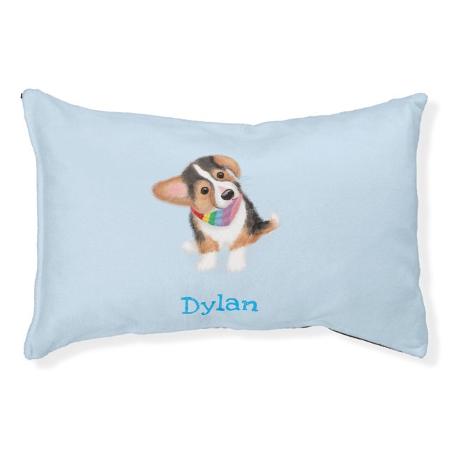 Cute corgi puppy small personalised pet bed (Front)