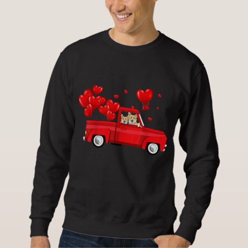 Cute Corgi Riding Red Truck Love Valentines Day G Sweatshirt