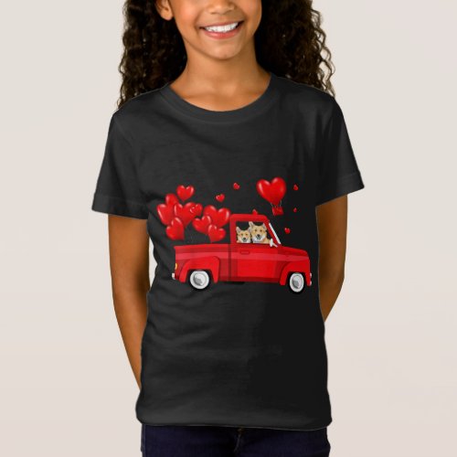 Cute Corgi Riding Red Truck Love Valentines Day G T_Shirt