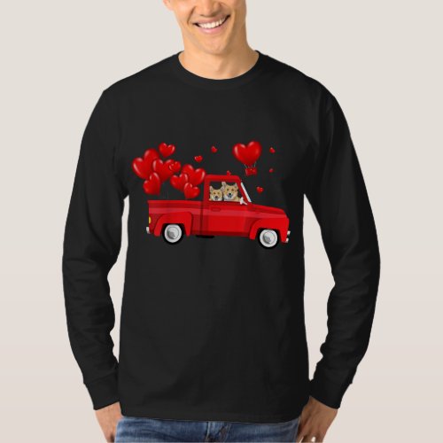 Cute Corgi Riding Red Truck Love Valentines Day G T_Shirt