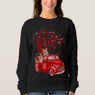 Cute Corgi Riding Red Truck Valentine Butterfly He Sweatshirt