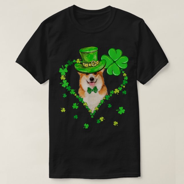 Cute Corgi Saint Patrick's Day Dogs Dad Mom  T-Shirt (Design Front)