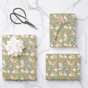 Cute Corgi Seamless Wrapping Paper Sheets