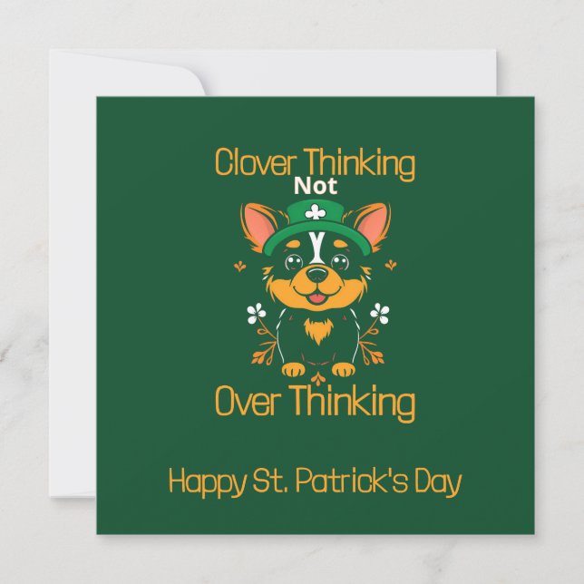 Cute Corgi St. Patrick’s Day Card – Flat Design (Front)