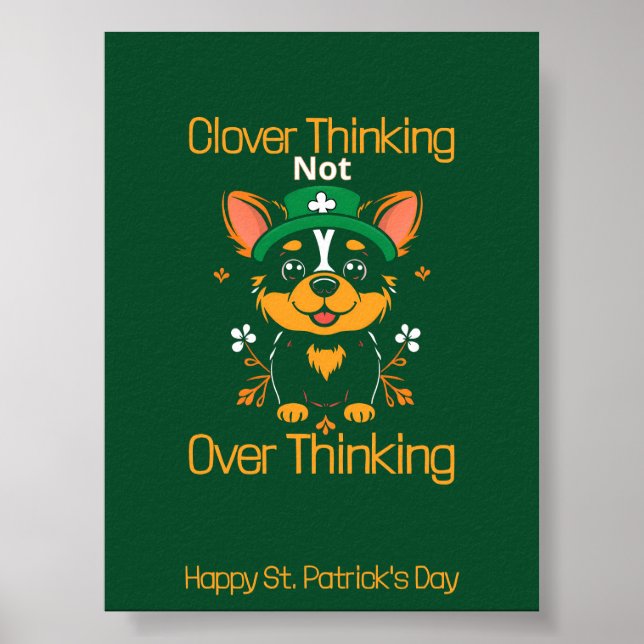 Cute Corgi St. Patrick’s Day Poster  (Front)