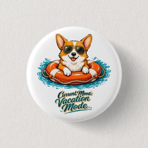 Cute Corgi Summer Vacation Mode Button