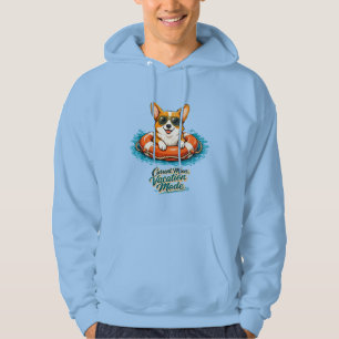Cute Corgi Summer Vacation Mode Hoodie Funny Bea