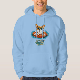 Cute Corgi Summer Vacation Mode Hoodie | Funny Bea