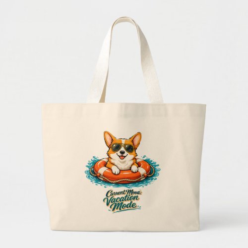 Cute Corgi Summer Vacation Mode Tote Bag | Funny B