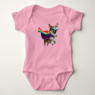 Cute Corgi Superhero Baby Bodysuit