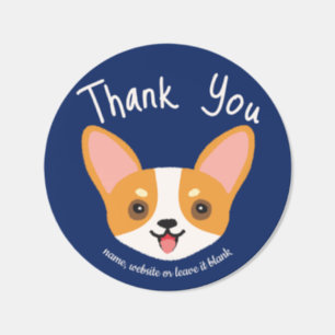 Cute Corgi Thank You Small Business Party Favor Classic Round Sticker